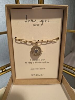 NIB Demdaco Gold Locket Adjustable Bracelet